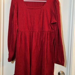 👗Elegant Red Midi Cable sweater Dress size large